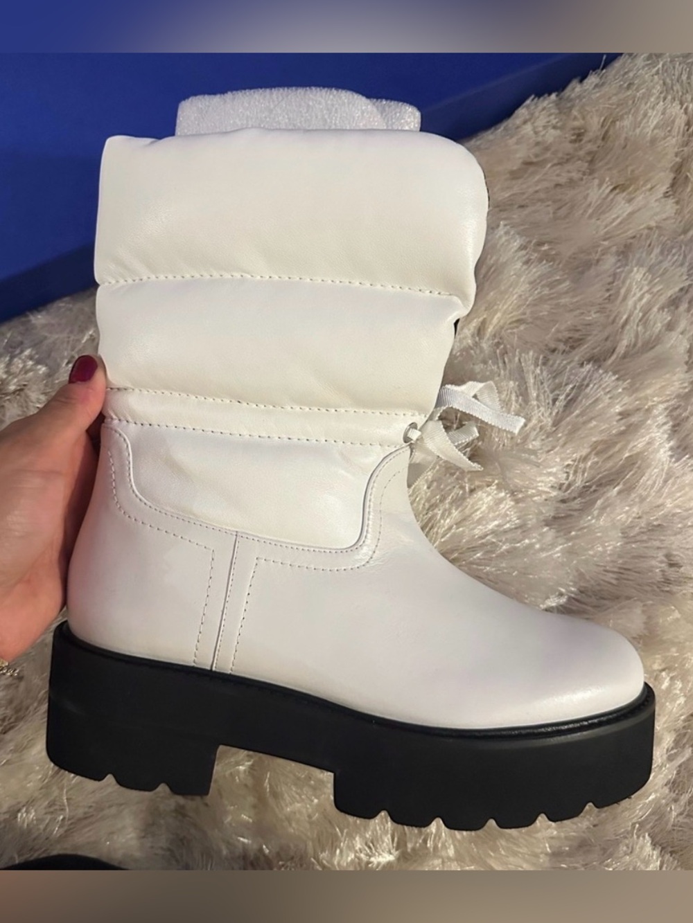 NEW Stuart Weitzman Tyler ultralift puffer bootie white